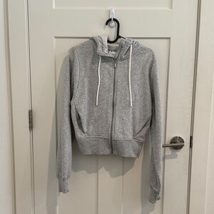 All in Motion cropped Heather Gray Fleece Hoodie